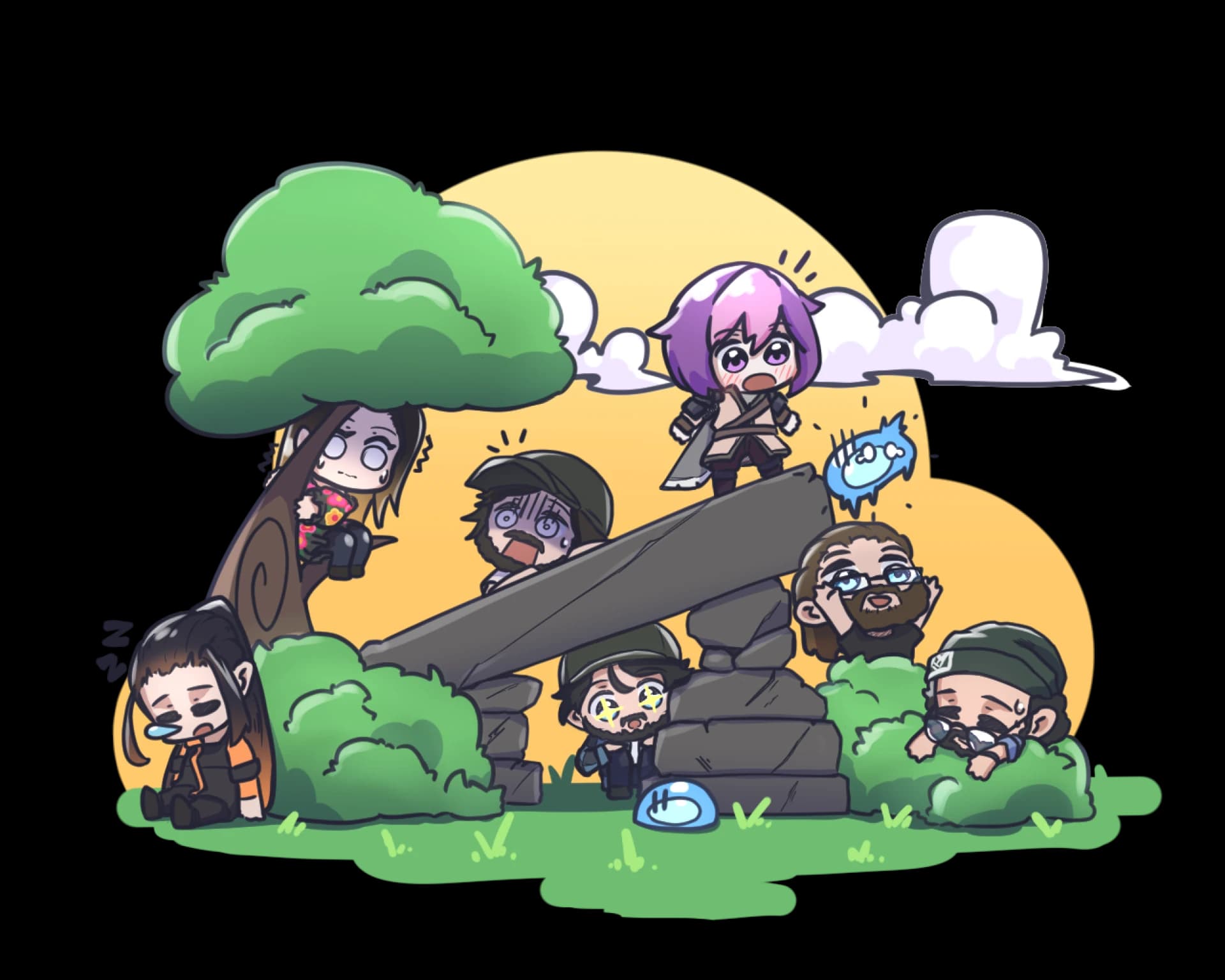 The Rustic Panda team, illustrated